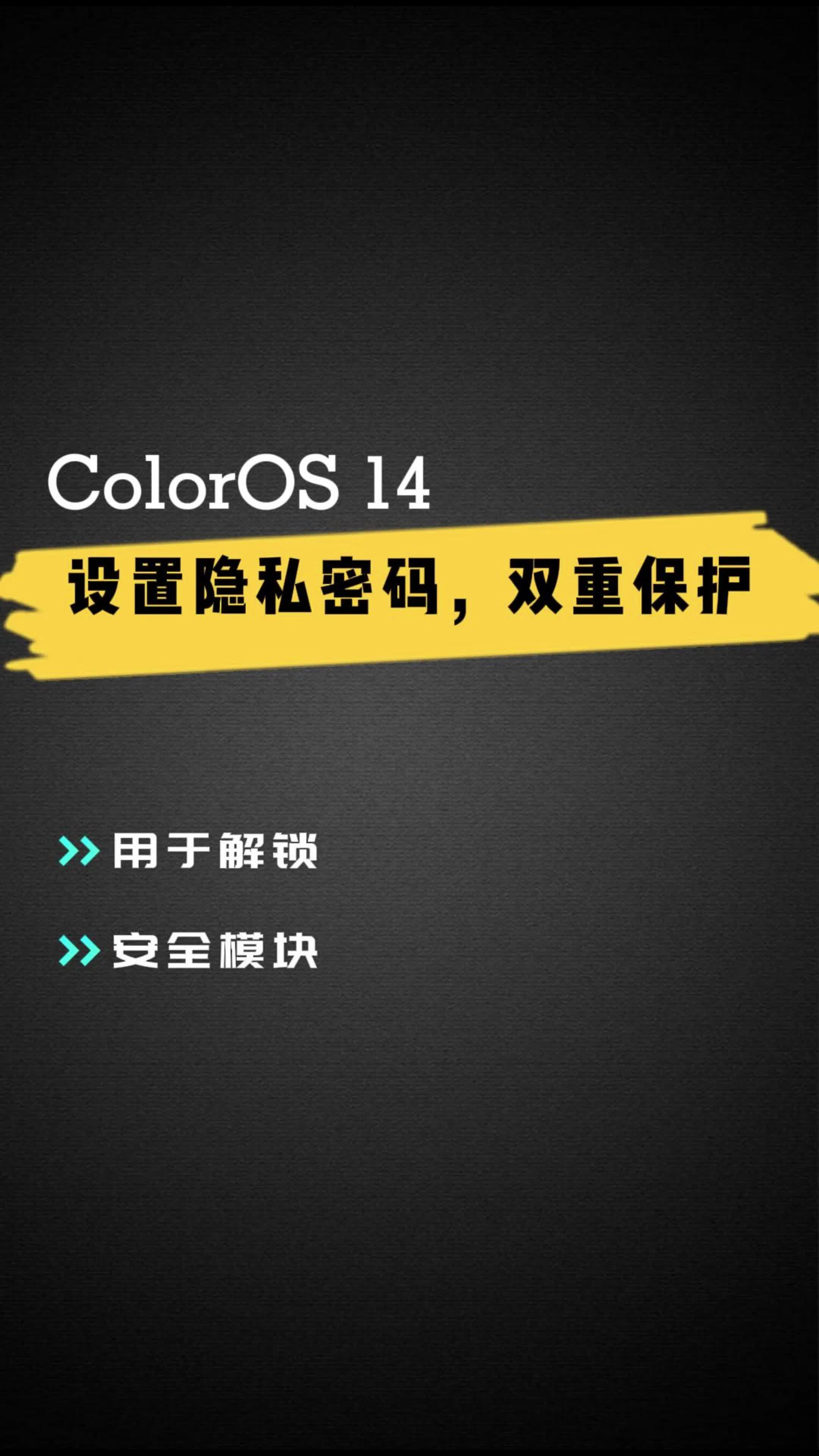 ColorOS 14 设置隐私密码，双重保护