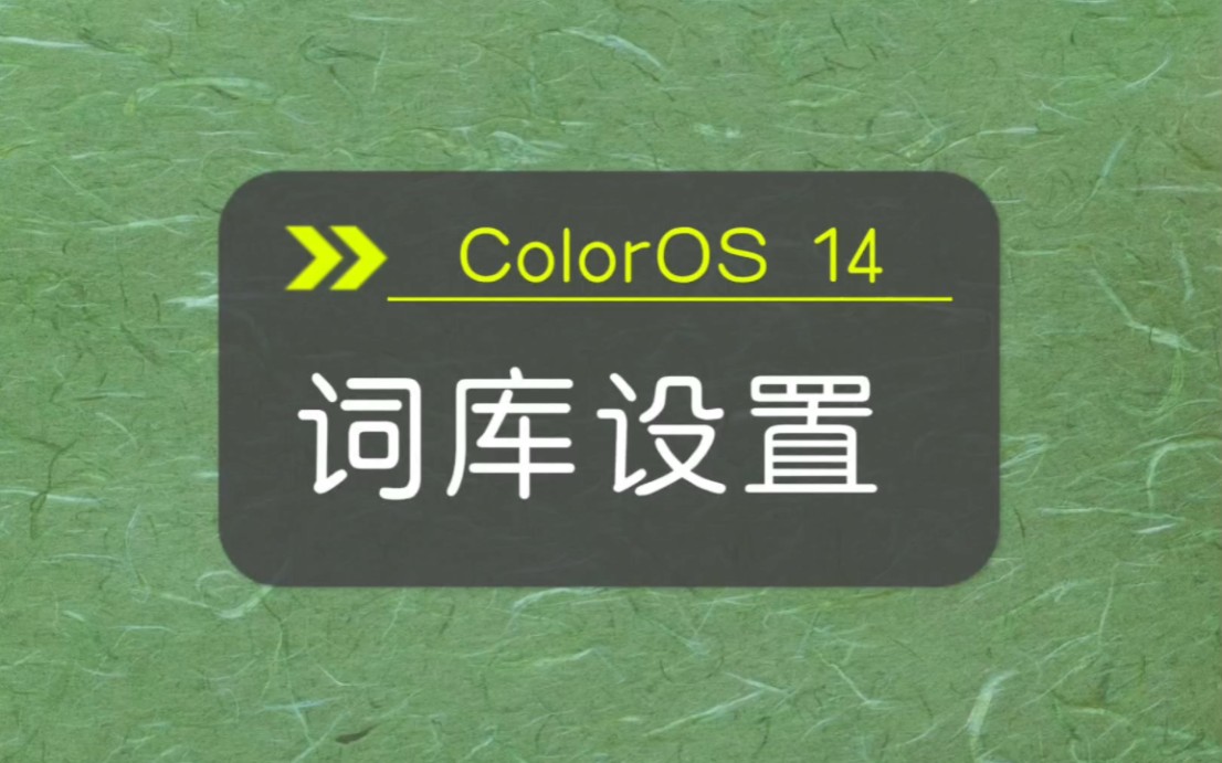 ColorOS 14词库设置