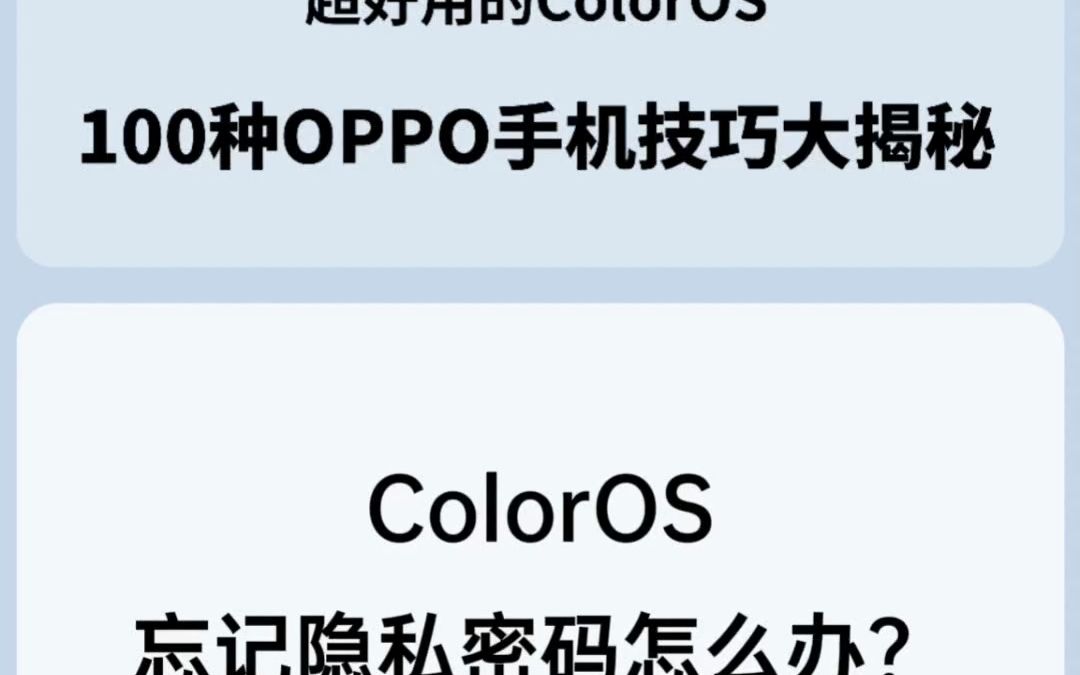 ColorOS忘记隐私密码怎么办