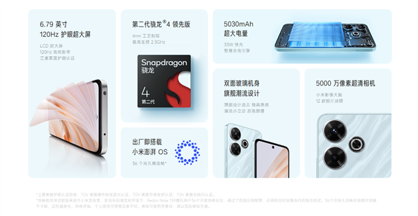 36个月流畅！Redmi Note 13R发布：第二代骁龙4领先版 1399元起